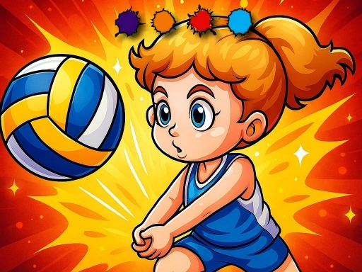 Princess Beach Volleyball Coloring